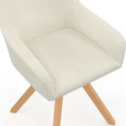 Lot de 2 chaises pivotantes fauteuils de table en velours côtelé beige