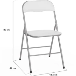 Lot de 6 chaises pliantes blanches d’intérieur