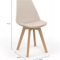 Lot de 4 chaises scandinaves beige pour salle à manger
