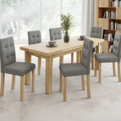 Lot de 6 chaises scandinaves capitonnées grises