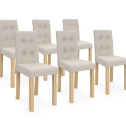Lot de 6 chaises scandinaves capitonnées beiges