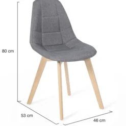 Lot de 6 chaises scandinaves en tissu mix color beige, gris clair, bleu canard et gris foncé