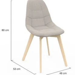 Lot de 6 chaises scandinaves en tissu beige pieds en bois
