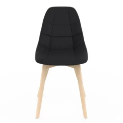 Lot de 6 chaises scandinaves en tissu noir avec assises rembourrées