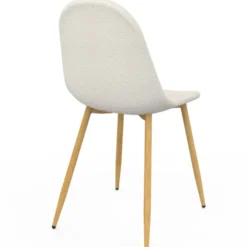 Lot de 6 chaises scandinaves en tissu blanc bouclette pieds en bois