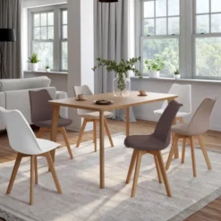 Lot de 6 chaises scandinaves mix color taupe, beige et blanc