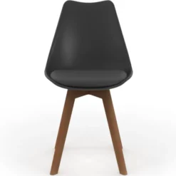 Lot de 6 chaises scandinaves noires avec coussin