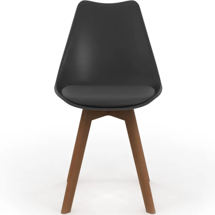 Lot de 6 chaises scandinaves noires avec coussin
