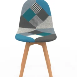 Lot de 2 chaises scandinaves patchworks bleus
