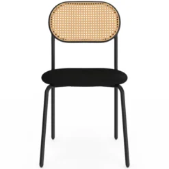 Lot de 4 chaises vintage en métal avec dossier cannage arrondi