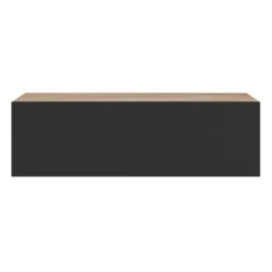 Lot de 2 consoles étagères suspendues couleur bois et porte noir