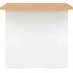Îlot de cuisine blanc et plateau façon hêtre 100 cm