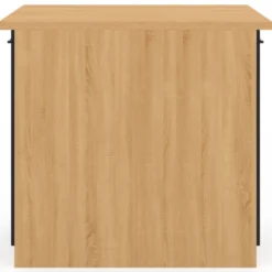 Îlot de cuisine imitation hêtre avec 4 portes noires 100 cm
