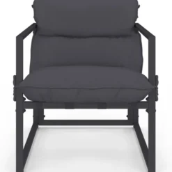 Lot de 2 fauteuils de jardin avec repose pieds gris coussin gris anthracite