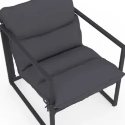 Lot de 2 fauteuils de jardin avec repose pieds gris coussin gris anthracite