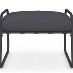 Lot de 2 fauteuils de jardin avec repose pieds gris coussin gris anthracite