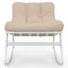 Lot de 2 fauteuils de jardin à bascule blanc coussin beige