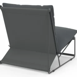 Lot de 2 fauteuils de jardin gris coussins gris anthracite