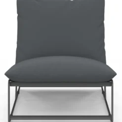Lot de 2 fauteuils de jardin gris coussins gris anthracite