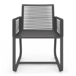 Lot de 2 fauteuils de jardin métal et cordage gris