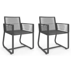 Lot de 2 fauteuils de jardin métal et cordage gris