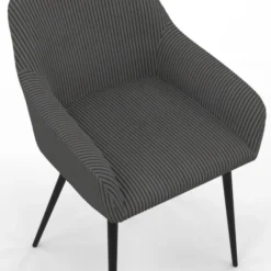 Lot de 2 fauteuils de table avec accoudoirs en velours côtelé gris