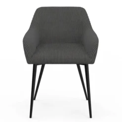 Lot de 2 fauteuils de table avec accoudoirs en velours côtelé gris