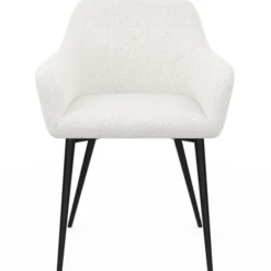 Lot de 2 fauteuils de table blancs en tissu bouclette