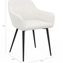 Lot de 2 fauteuils de table blancs en tissu bouclette