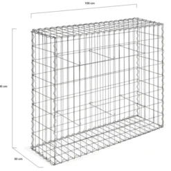 Lot de 2 gabions pour pierre 100x30x80 cm en acier pour jardin