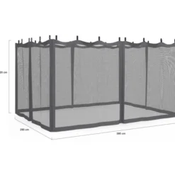 Lot de 4 moustiquaires pour pergola bioclimatique 3x4 gris zippés + crochets