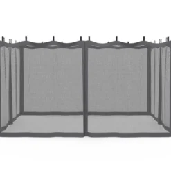 Lot de 4 moustiquaires pour pergola bioclimatique 3x4 gris zippés + crochets