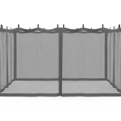 Lot de 4 moustiquaires pour pergola 3x4 gris zippés + crochets