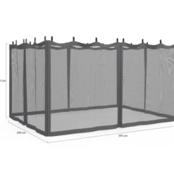 Lot de 4 moustiquaires pour pergola 3x4 gris zippés + crochets
