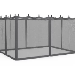 Lot de 4 moustiquaires pour pergola 3x4 gris zippés + crochets