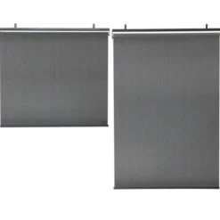 Lot de 2 stores enrouleurs tamisants L.124 x H. 225 CM pour pergola gris anthracite