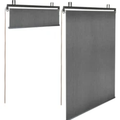 Lot de 2 stores enrouleurs tamisants L.124 x H. 225 CM pour pergola gris anthracite