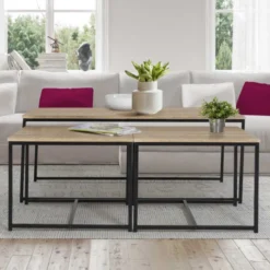 Lot de 3 tables basses de salon gigognes industrielles