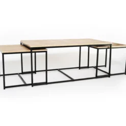 Lot de 3 tables basses de salon gigognes industrielles