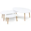 Lot de 3 tables basses de salon gigognes scandinaves laquées blanc