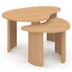 Lot de 2 tables basses gigognes 70/50 bois façon hêtre