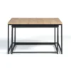 Lot de 2 tables basses gigognes industrielles métal noir 60 cm et 70 cm
