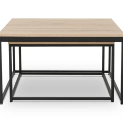 Lot de 2 tables basses gigognes industrielles 70x70cm et 60x60 cm