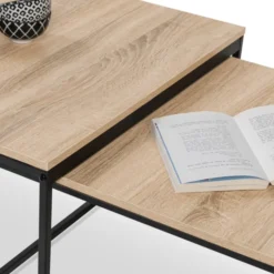 Lot de 2 tables basses gigognes industrielles 70x70cm et 60x60 cm