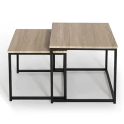 Lot de 2 tables basses gigognes style industriel