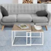 Lot de 2 tables basses gigognes bois et métal blanc