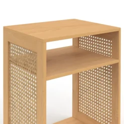Lot de 2 tables de chevet avec rangements ouverts effet lattes et bois