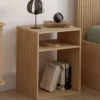 Lot de 2 tables de chevet avec rangements ouverts effet lattes et bois