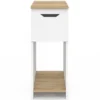 Lot de tables de chevet blanc et bois