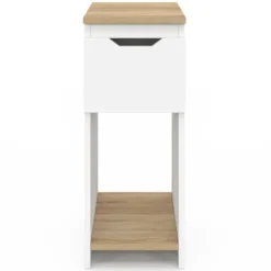 Lot de tables de chevet blanc et bois